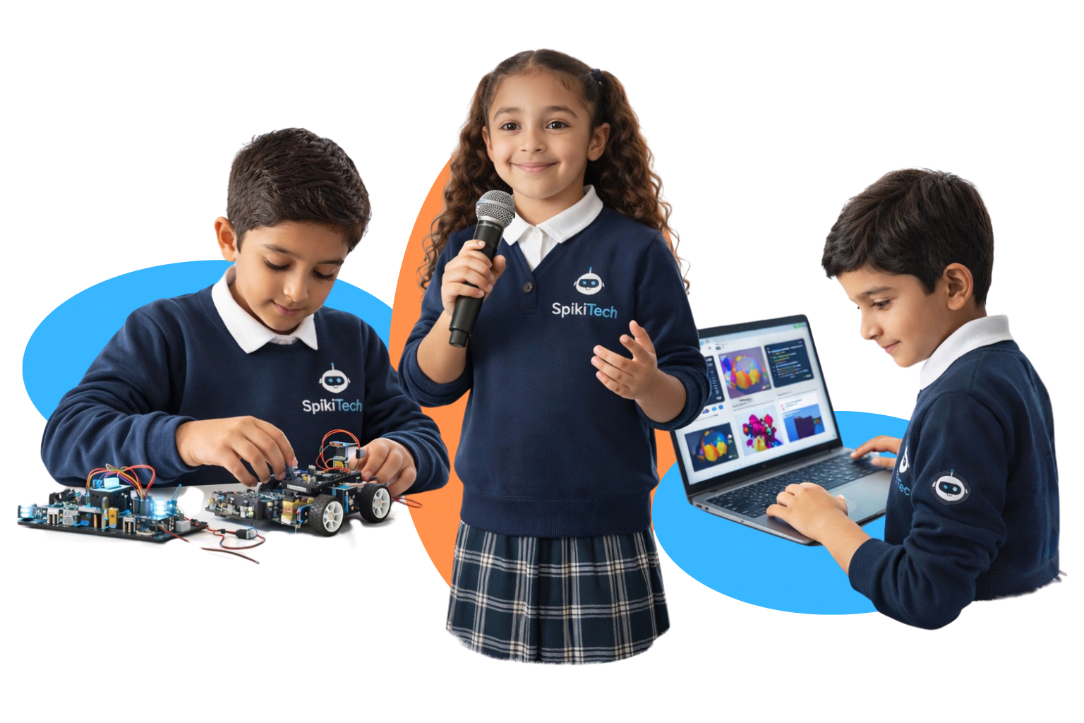 Spikitech students presenting, building and coding